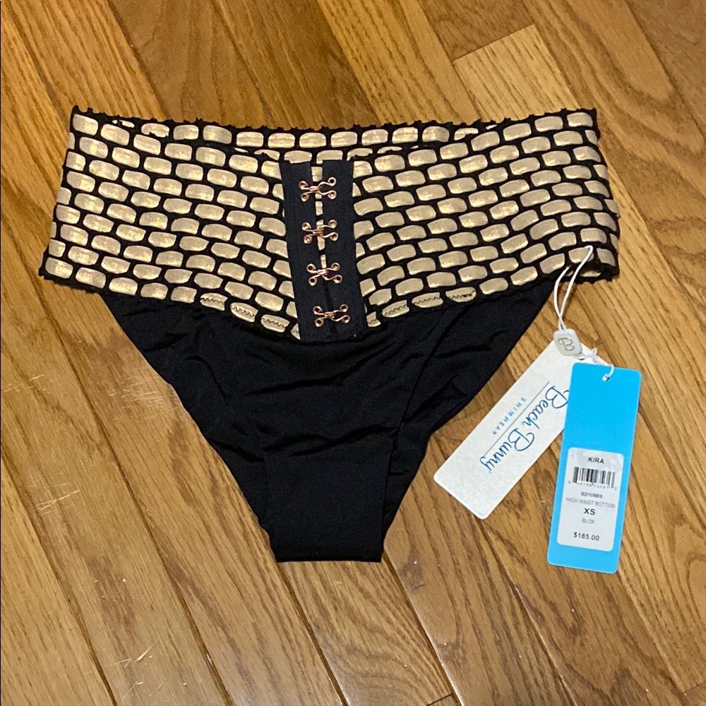 Beach Bunny Black and Gold Bikini with Decorative Lacing